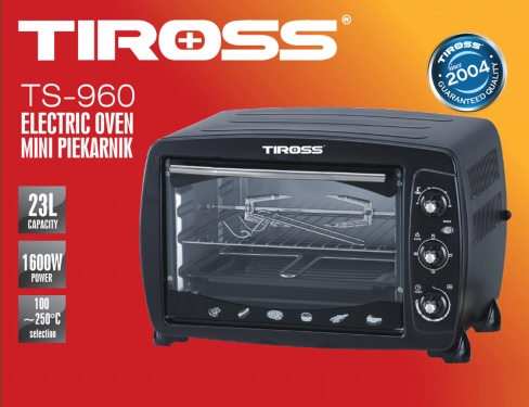 Lò nướng 23L thân inox Tiross TS-960, 1600W