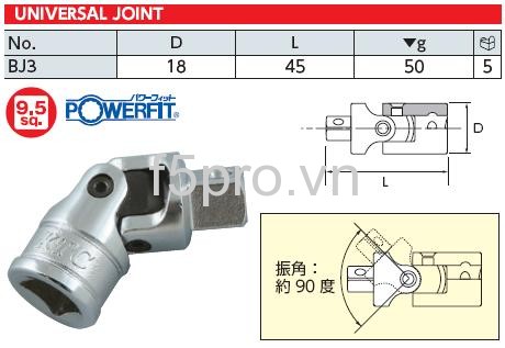 Đầu lắc léo 3/8 inch BJ3