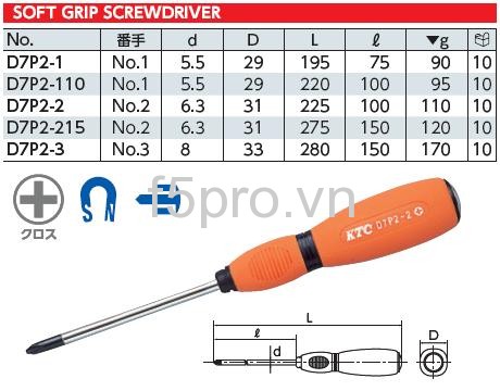 Tô vít pake mũi số 2 KTC D7P2-2