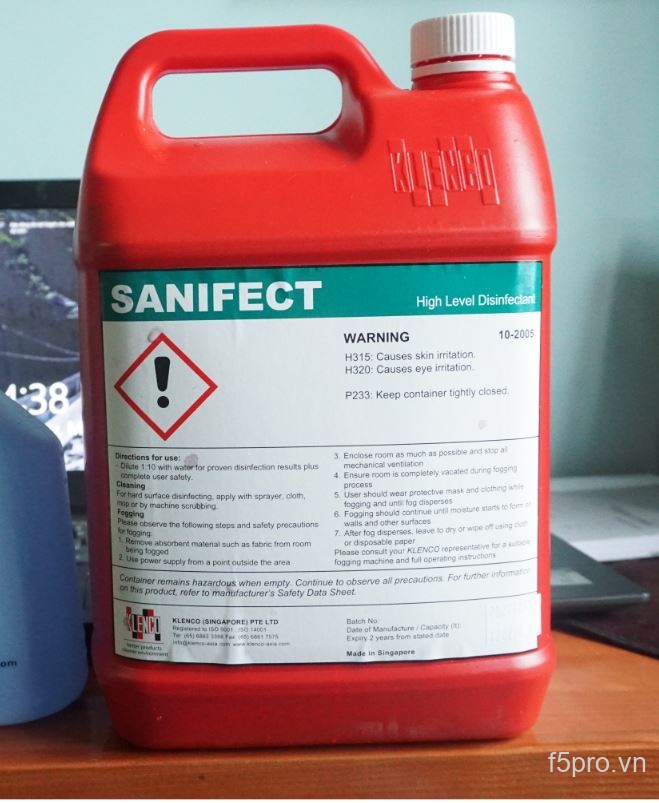 Hóa chất khử trùng, khử khuẩn, diệt virut SANIFECT can 5L